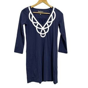Lilly Pulitzer Navy Blue Long Sleeve Mini Shift Dress